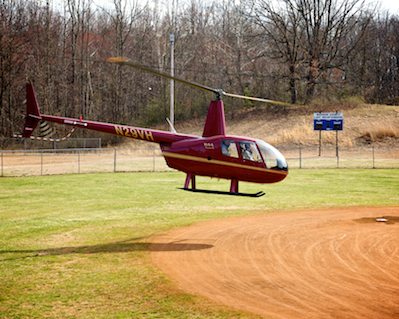 Helicopter lands at Waverly Yowell