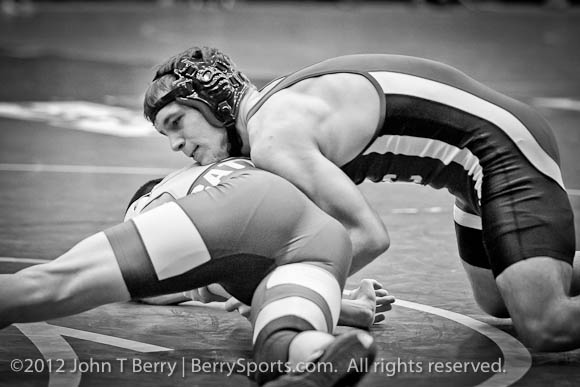 6-1724-0408 VHSL Group A Wrestling State Championships in Salem, Virginia. Saturday morning matches: semi finals, and consolation matches. Madison's Jeff Foster defeats John Battle's Jeremy Fisher by fall in the 152 lb class in the Virginia Group A State Wrestling Championships at Salem, VA.