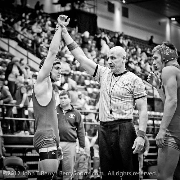 6-1725-0487 VHSL Group A Wrestling State Championships in Salem, Virginia. Saturday afternoon matches: consolation matches including 7th/8th place matches, 5th/6th place matches, and 3rd/4th place matches. Madison's Anthony Jewett defeats Lee's Corey Burgan 4-2 to take third place in the State.